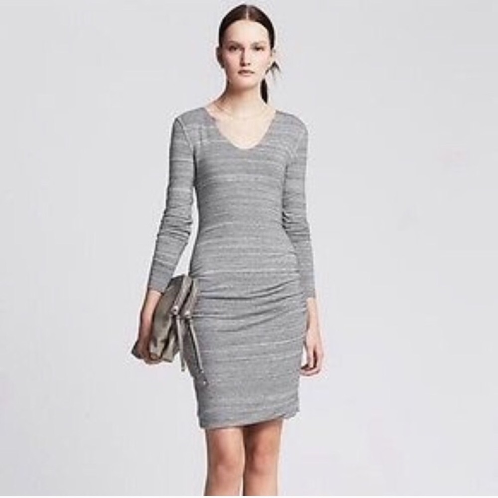 Banana Republic Gray Ruched Dress